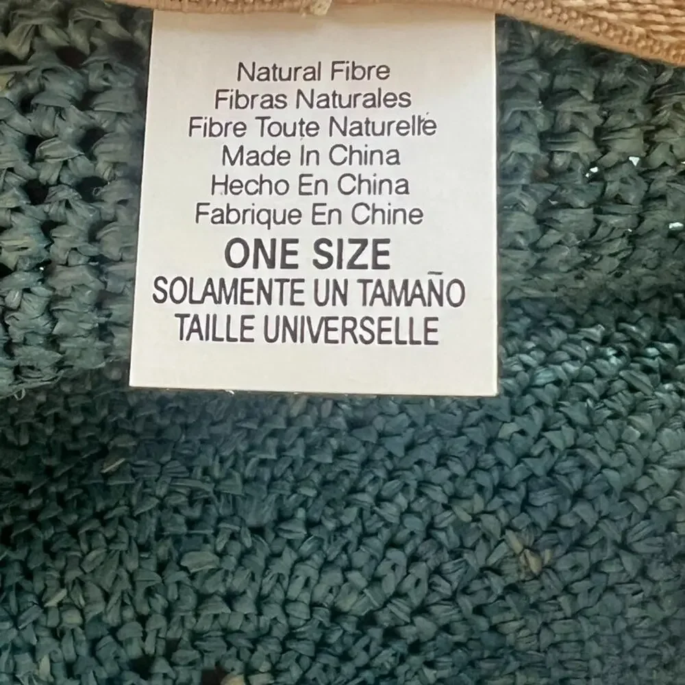 Sunwear Straw Sun Hat Fishing Outdoor Natural Fibers One Size Aqua Blue